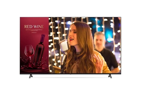 86” UR340C Series UHD Commercial TV front view with infill