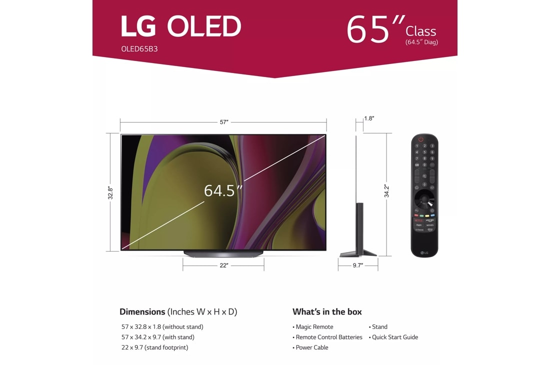 LG 65B13LA 65 OLED 4K 120Hz WebOS Dolby Atmos HDMI 2.1 Telewizor