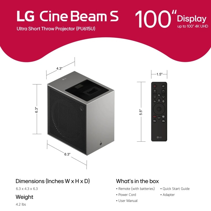 4K Ultra Short Throw Projector - PU615U| LG USA