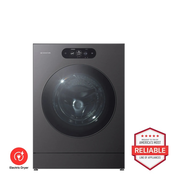 LG WM9998HBA Washer Dryer Combo with Americas Most Reliable Line of Appliances badge - Front View