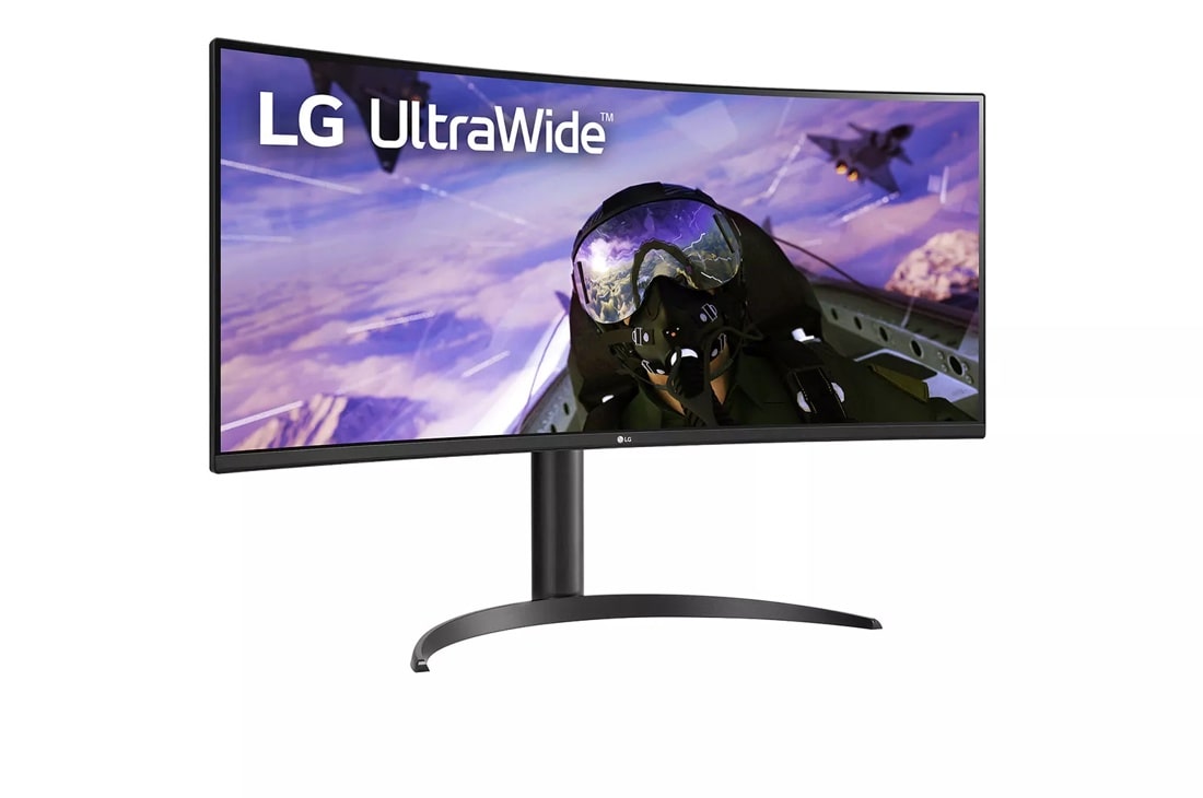 LG 34WP65C-B 34 inch Curved Ultrawide Monitor left side angle view
