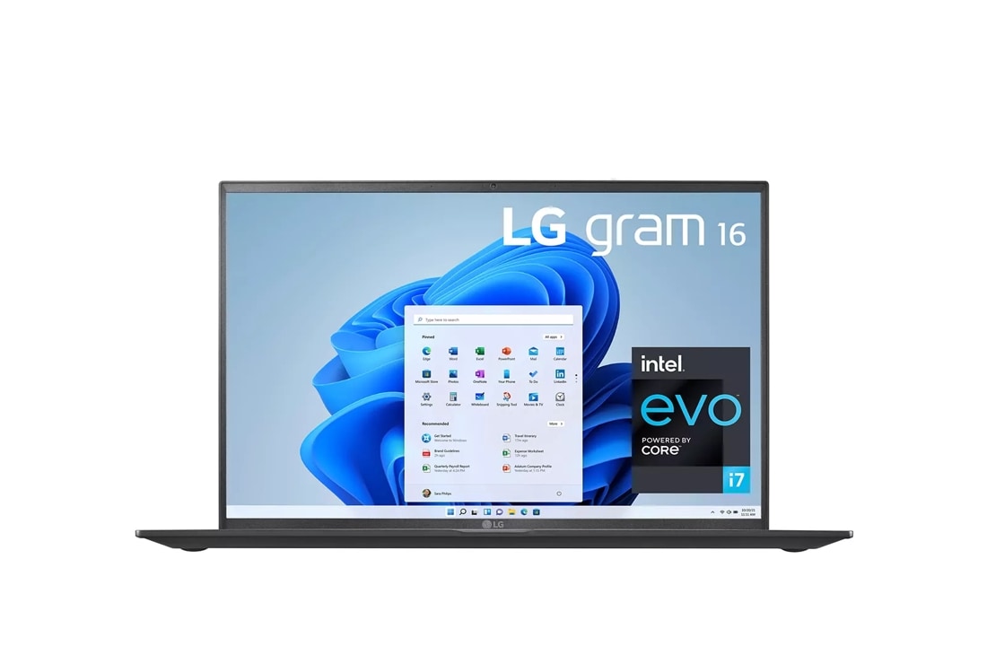 LG gram Ultra-Ligera, panel IPS de 16” 16:10, 11th Gen Intel® Core™ i7 Evo™  platform & Iris® Xe Graphics