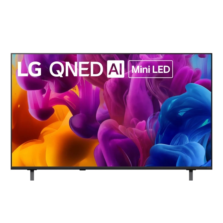 50-Inch LG QNED AI Mini LED 4K TV 50QNED74BUA with colorful purple blue and orange display - Front View