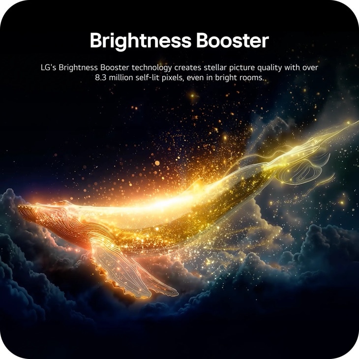 LG Brightness Booster technology creates stellar picture quality with over 8.3 million self-lit pixels, even in bright rooms.