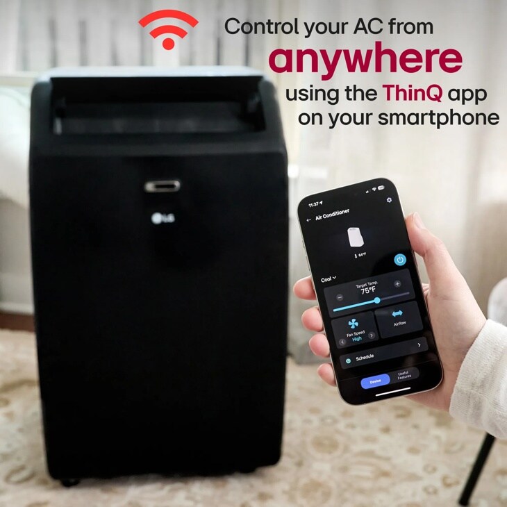Control your AC from
anywhere
using the ThinQ app on your smartphone
