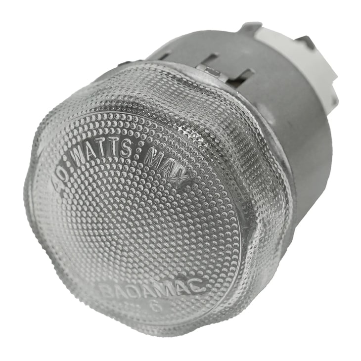 LG 6913W1N002C oven light bulb cover with textured glass lens and gray plastic base