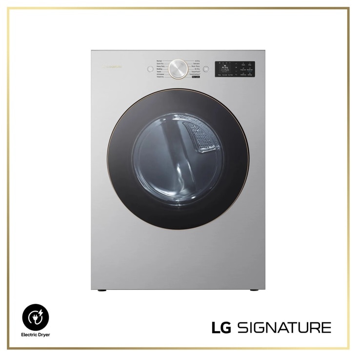 LG SIGNATURE Mega Capacity Smart Front Load Electric Dryer with TurboSteam®, Built-In Intelligence and Hybrid Electronic Controls with LCD Display, Pl