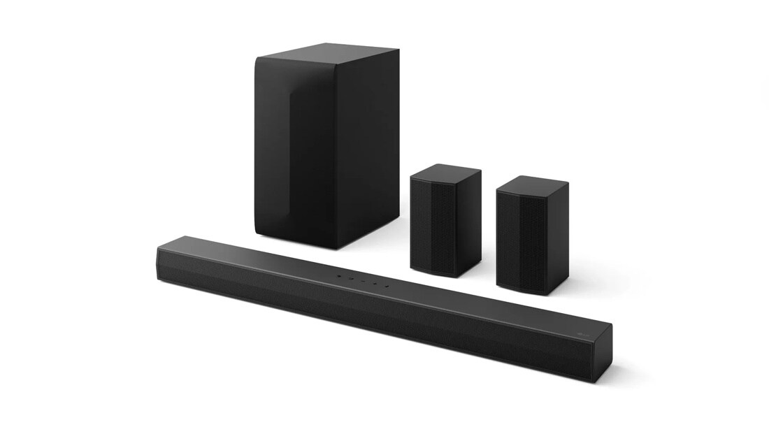 LG S6FTR Soundbar with wireless subwoofer and rear speakers in black finish
