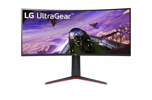 Front view of the 34 inch LG UltraGear (34GP63A-B) curved gaming monitor with 160Hz refresh rate and 5ms (GtG) response time