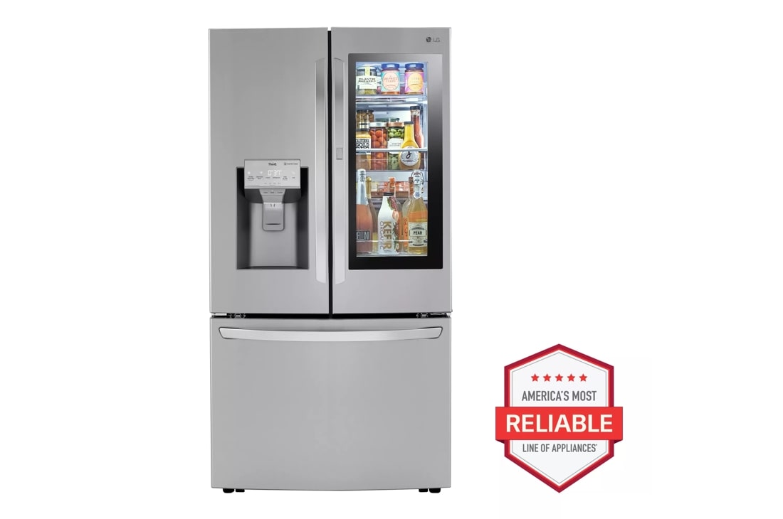 30 cu. ft. door in door refrigerator front view with visible glass panel