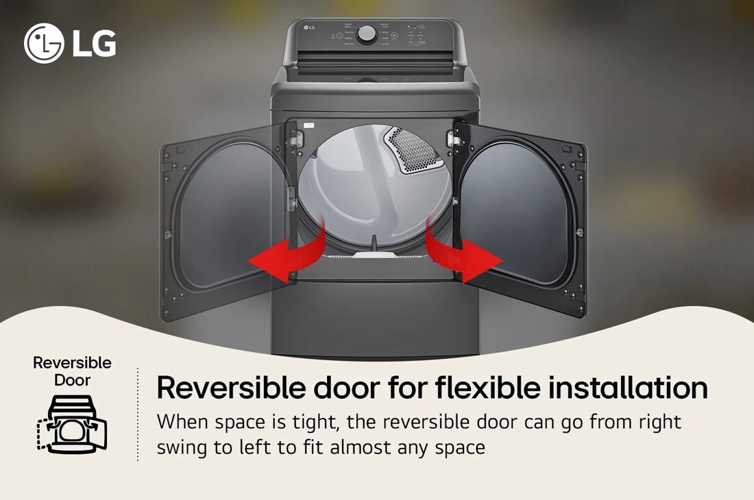 LG
Reversible Door
Reversible door for flexible installation
When space is tight, the reversible door can go from right swing to left to fit almost any space