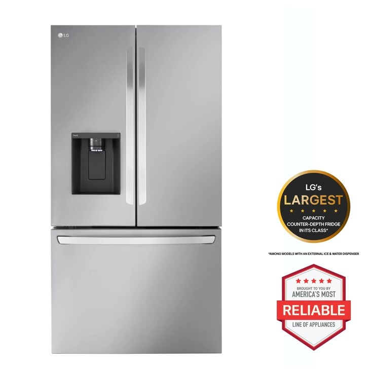 26 cu. ft. Smart Counter-Depth MAX™ Exterior Water Dispenser Refrigerator with Slide-in Electric Range, Top Control Dishwasher and Microwave Kitchen Package in Stainless Steel LRFXC2606S_LSEL6335XE_MVEL2125X_LDNPM654S