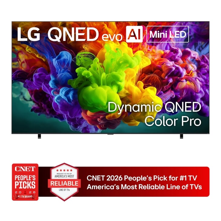 LG QNED evo AI Mini LED 4K QNED TV 115QNED92BU with Dynamic QNED Color Pro CNET 2026 People's Pick for #1 TV America's Most Reliable Line of TVs