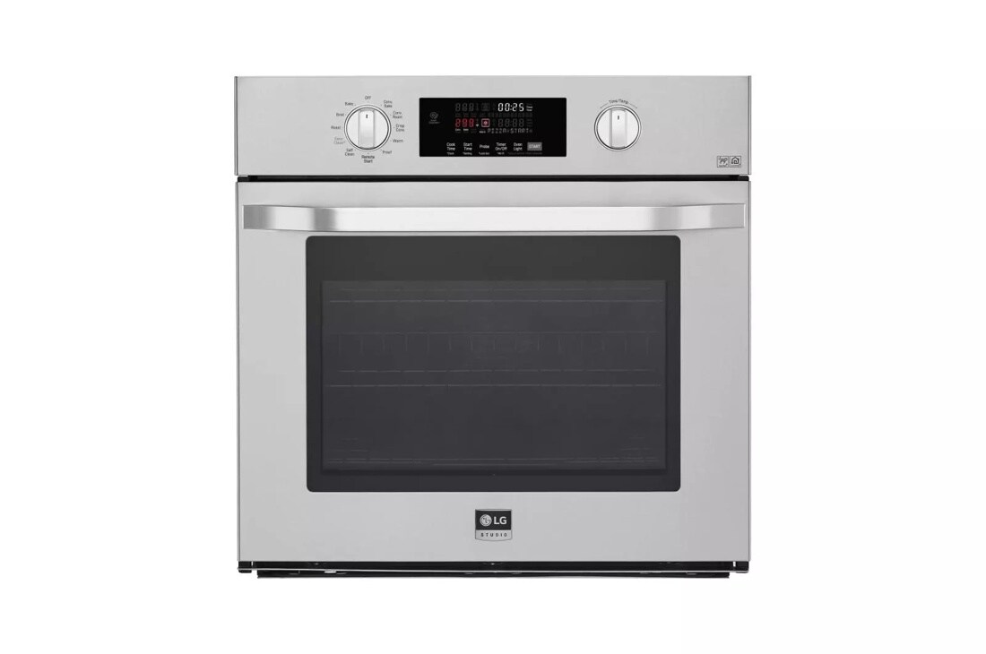 Front view of the LG STUDIO 4.7 cu. ft. Smart wi-fi Enabled Single Built-In Wall Oven - LSWS307ST. 