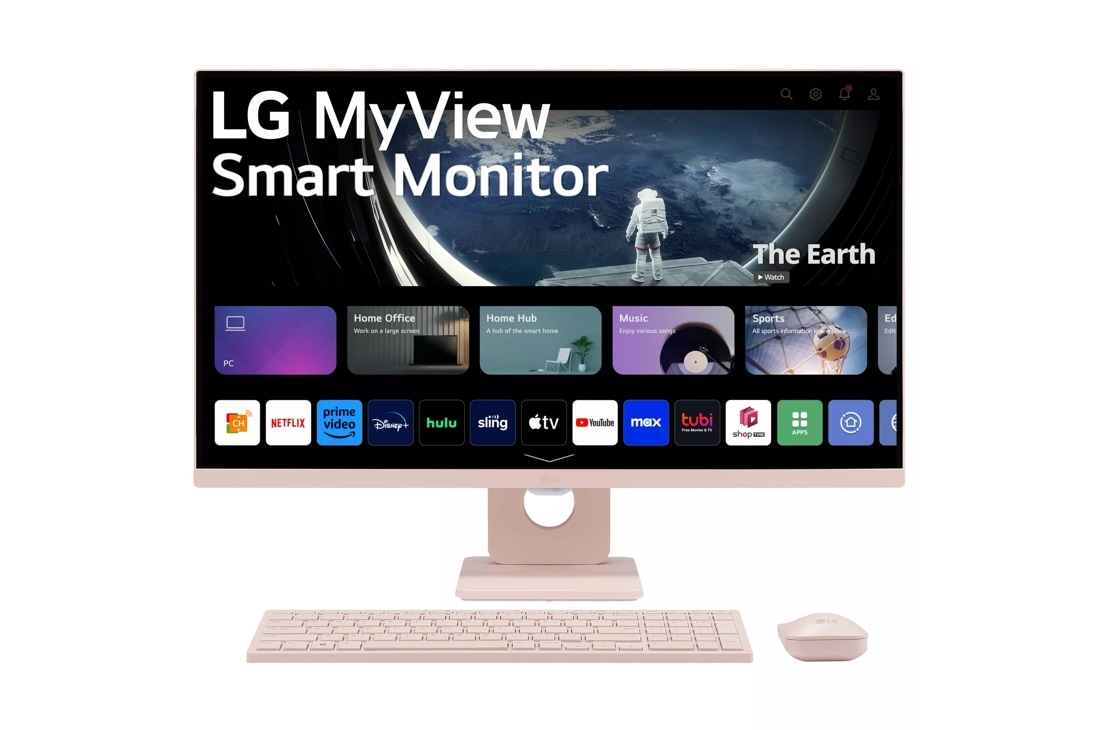 27" Full HD IPS MyView Smart Monitor Desktop Setup with Wireless Keyboard and Mouse