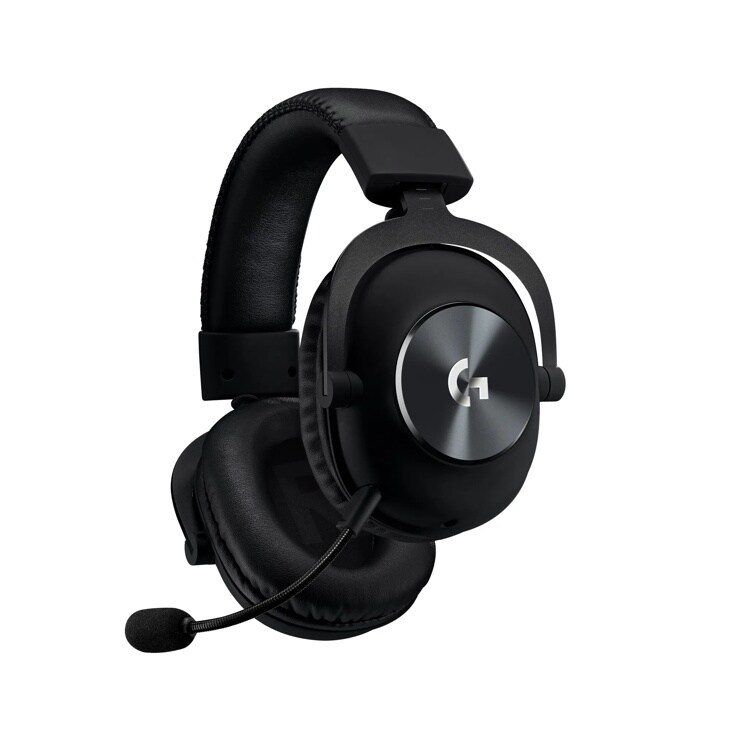 Logitech 981000906 gaming headset with padded ear cups, adjustable headband, and detachable microphone - Side View