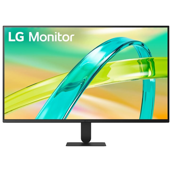LG 32U401B-B Monitor with vibrant display showing colorful abstract design - Front View