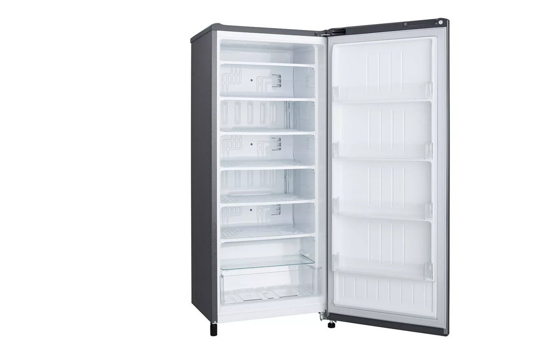 LG LRONC0605V 21 Inch Single Door Refrigerator with 5.79 Cu. Ft. Total  Capacity, 0.92 Cu. Ft. Swing-Door Freezer, Tempered Glass Shelves, Extra  Large Crisper, Curved Pocket Handle, Knob Dial Controls, and ENERGY