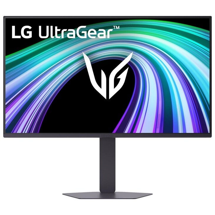 LG 27G520B-B UltraGear Gaming Monitor with colorful motion graphics on screen - Front View