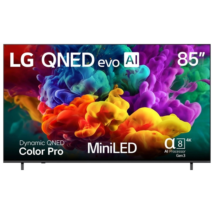 85-Inch LG QNED evo AI 4K TV 85QNED84BUA with Dynamic QNED Color Pro and MiniLED technology - Front View