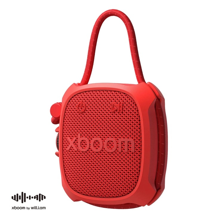 LG xboom ROCK_CNOALRE Portable Speaker in Red with Carry Handle - Front View