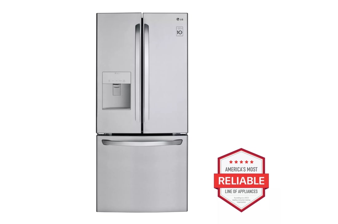 LG LFDS22520S 22 cu. ft. french door refrigerator front view 