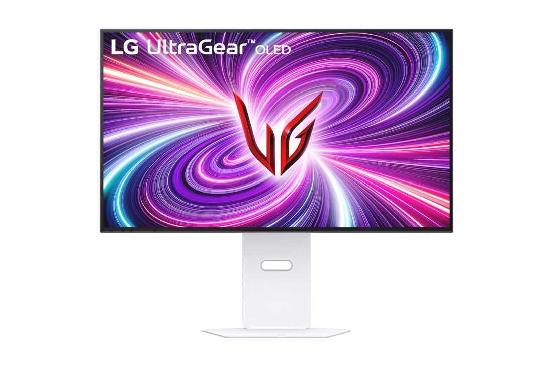 Front view of 32 Inch LG UltraGear™ OLED Dual Mode Gaming Monitor(32GS95UV-W) with 240Hz refresh rate. 