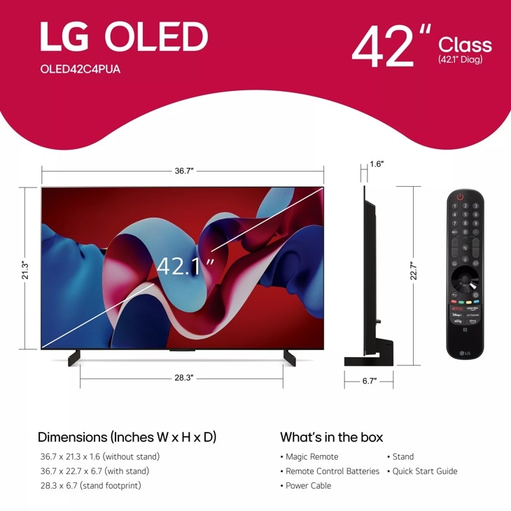 LG C4 42 Inch Class OLED evo AI 4K Smart TV 2024