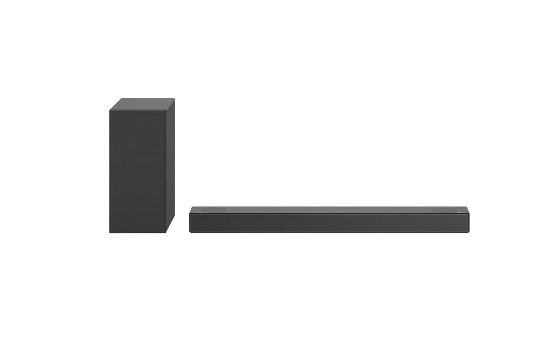 LG S75Q Soundbar with subwoofer side angle view