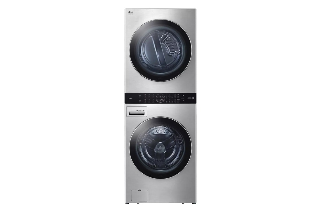 Front view of the LG STUDIO Single Unit Front Load WashTower™ with Center Control™ 5.0 cu. ft. Washer and 7.4 cu. ft. Gas Dryer - WSGX201HNA. 