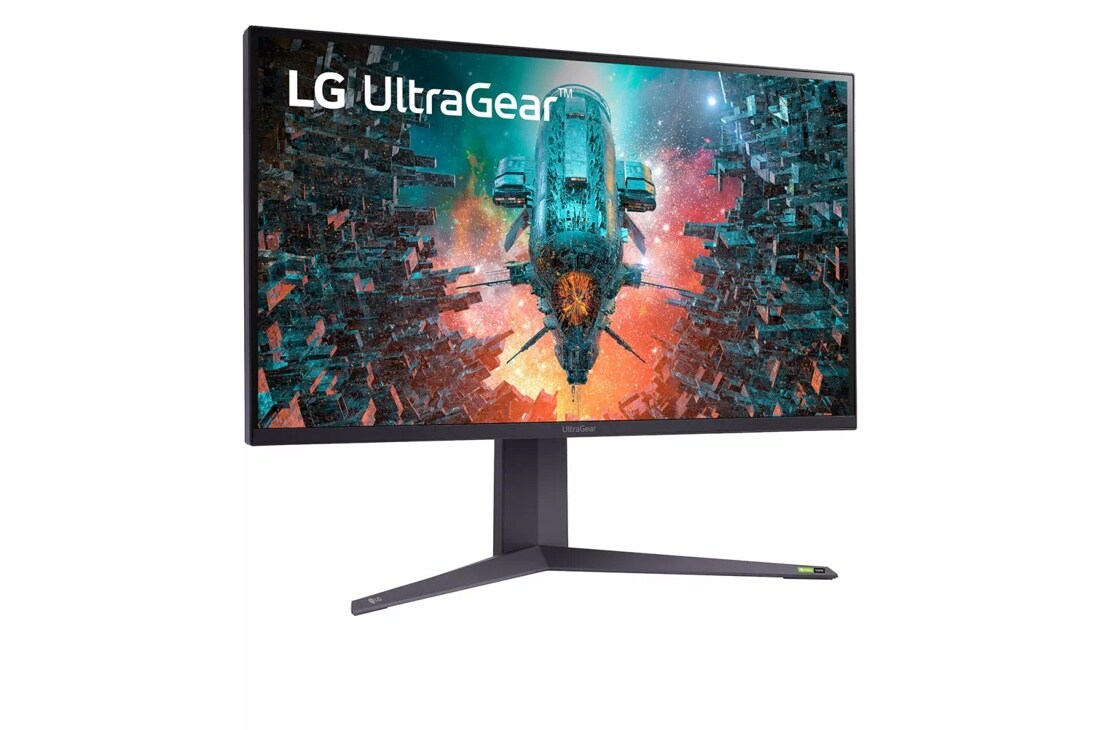 Left side view of the 32 Inch LG UltraGear (32GQ950-B) gaming monitor with 144Hz refresh rate and 1ms (GtG) response time