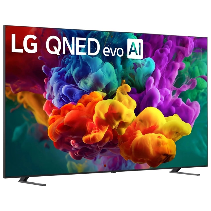 100QNED84BU LG QNED evo AI TV with colorful display Front View
