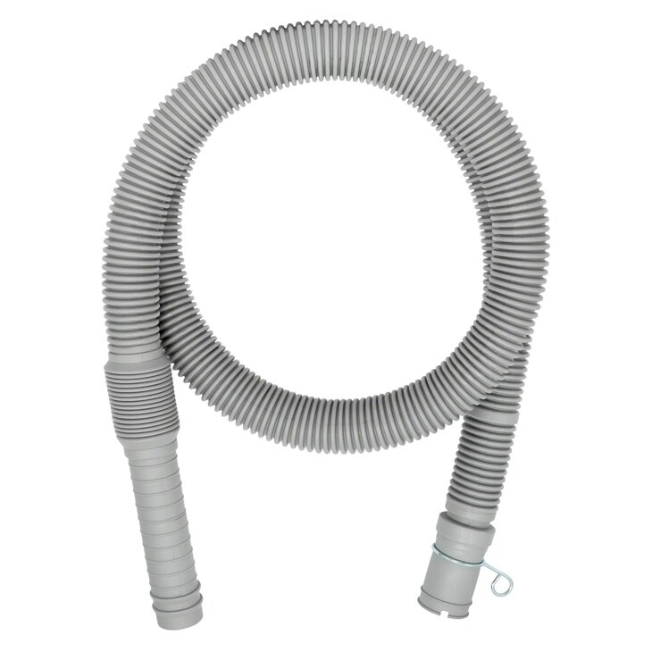 Gray flexible drain hose AGF04127478 for washing machine with connector attachment