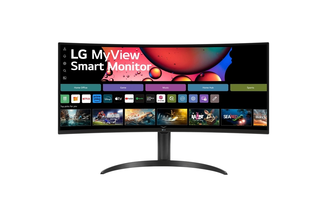 LG Electronics 34" MyView Smart Monitor WQHD Curved Screen 100Hz with webOS Tilt/Height Adjustable Stand, sRGB Color Gamut