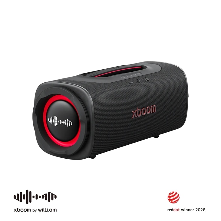 LG xboom BLAST.AUSALBK Portable Speaker with Red LED Lighting and Red Dot Winner 2026 Badge