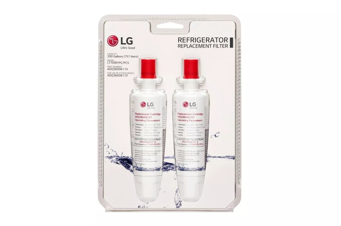 6 month / 200 Gallon Capacity Replacement Refrigerator Water Filter (2 pack)