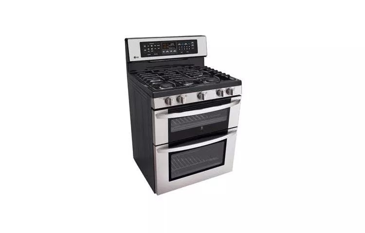 LG LDG3017ST 30 Inch Freestanding Gas Double Oven Range with 5 Sealed  Burners, SuperBoil Burner, 6.1 cu. ft. Total Capacity, Griddle, EvenJet  Convection System, Infrared Grill System, WideView Window and Brilliant  Blue Interior