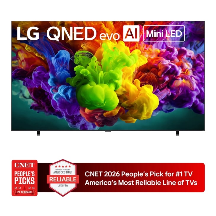 115-Inch LG QNED evo AI Mini LED 4K TV 115QNED92BU with CNET 2026 People's Pick for #1 TV Brand and America's Most Reliable Line of TVs badges