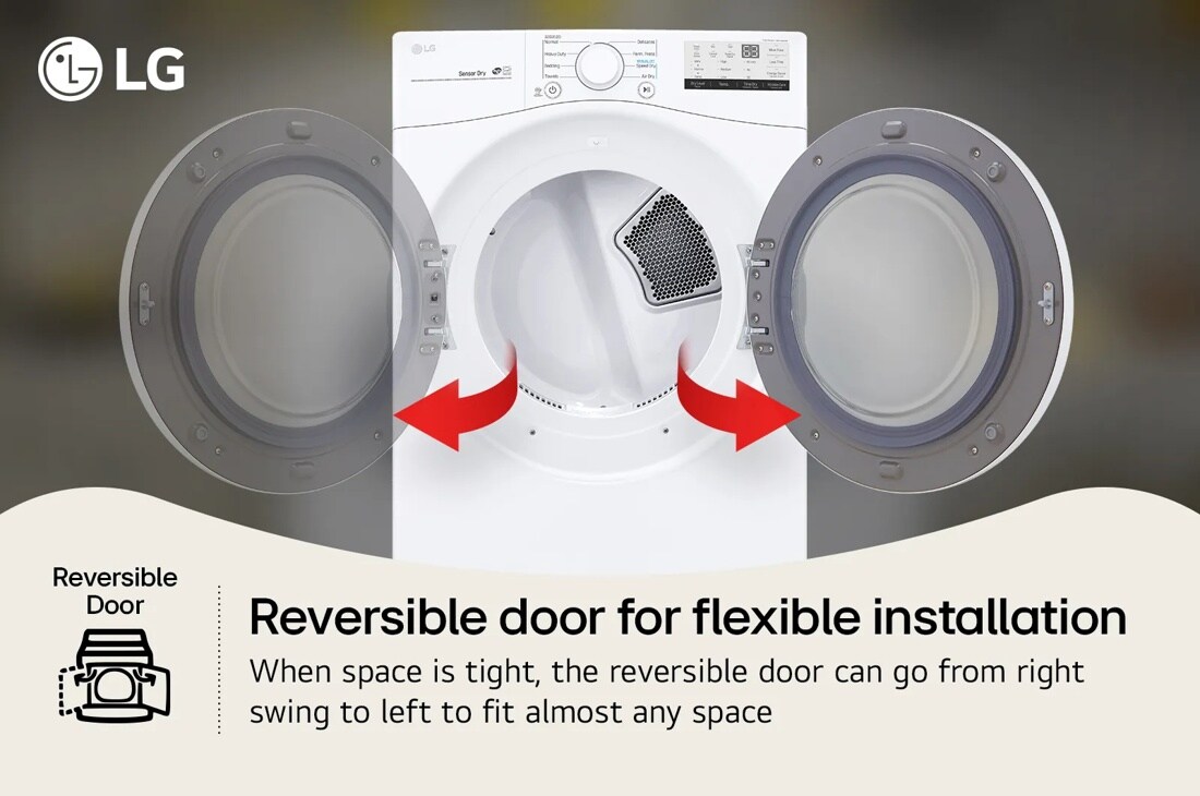 LG
Reversible Door
Reversible door for flexible installation
When space is tight, the reversible door can go from right swing to left to fit almost any space