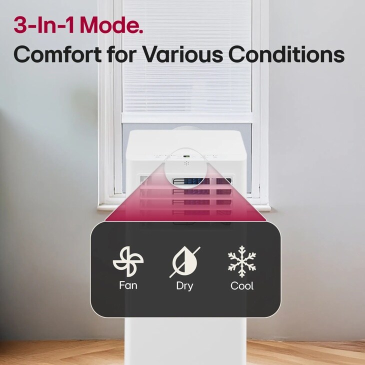 3-in-1 mode comfort for various conditions
Fan
Dry
Cool