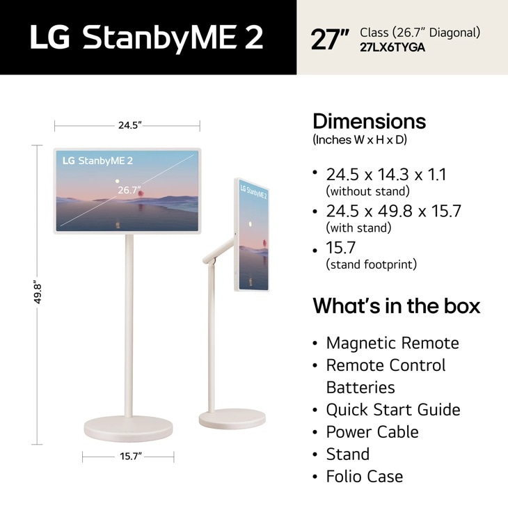 StanbyME 2 27 Inch Rollable Smart Touch Screen with 4hr Battery