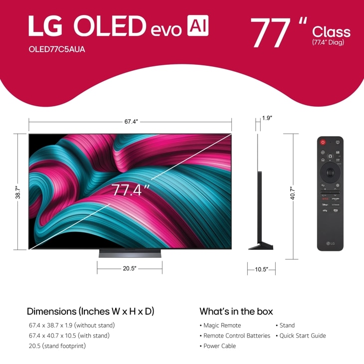 42 inch Class LG OLED evo AI C5 4K Smart TV 2025 - OLED42C5PUA