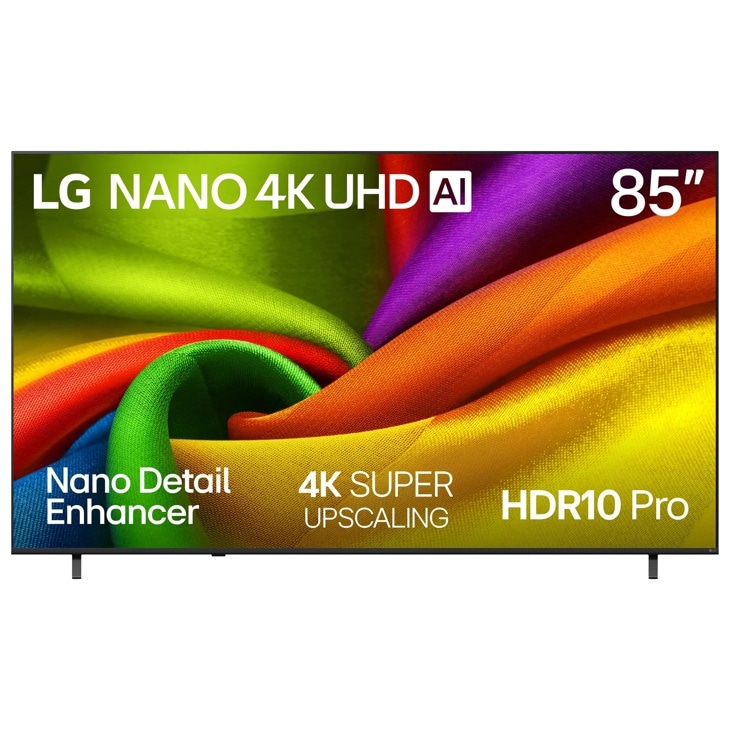 85-Inch LG NANO 4K UHD AI TV 85NU850BPUA with Nano Detail Enhancer 4K SUPER UPSCALING HDR10 Pro - Front View