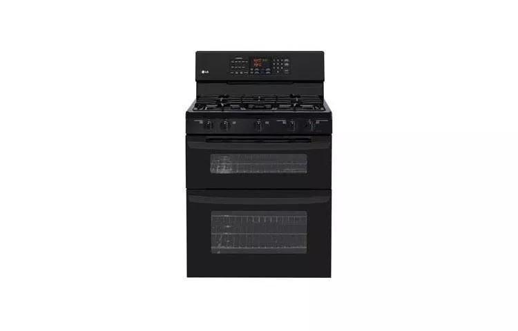 6.1 cu. ft. Capacity Gas Double Oven Range with Essex cabinets in White