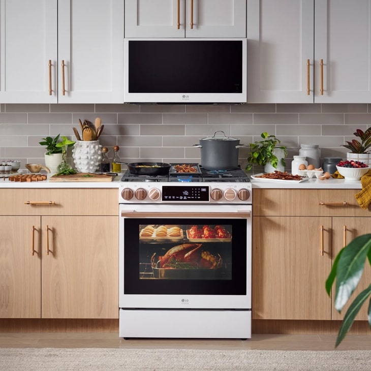 LG Studio Over the Range Convection Microwave Oven with Air Fry Essence White 1.7 Cu. ft