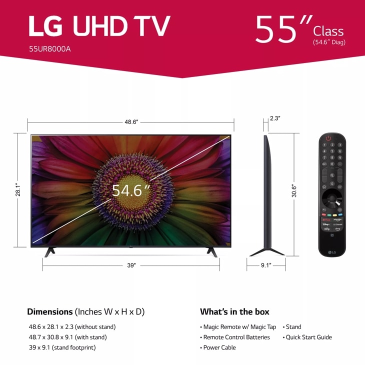 LG UR80 55 inch Ultra HD 4K Smart LED TV (55UR8050PSB) Price in