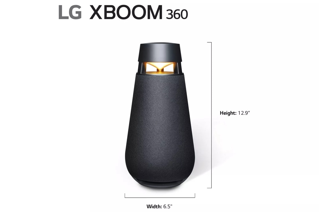 LG XBOOM 360 Bluetooth Speaker with Omnidirectional Sound, Black