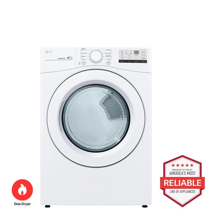 LG DLG3401W Gas Dryer Brought to You By Americas Most Reliable Line of Appliances - Front View