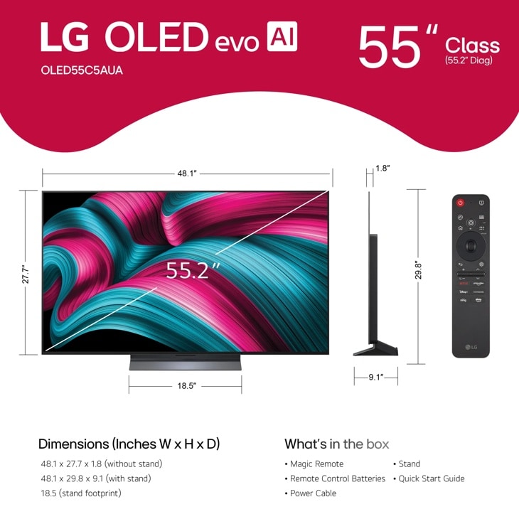 55 inch Class LG OLED AI C5 4K Smart TV 2025 - OLED55C5PUA | LG USA