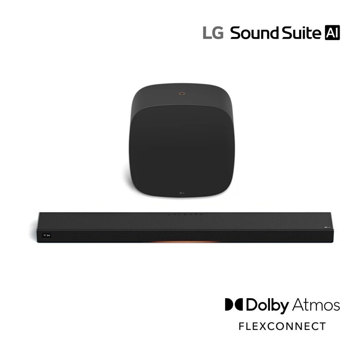 H7_W7 LG Sound Suite AI Soundbar with wireless subwoofer featuring Dolby Atmos and FLEXCONNECT technology - Front View